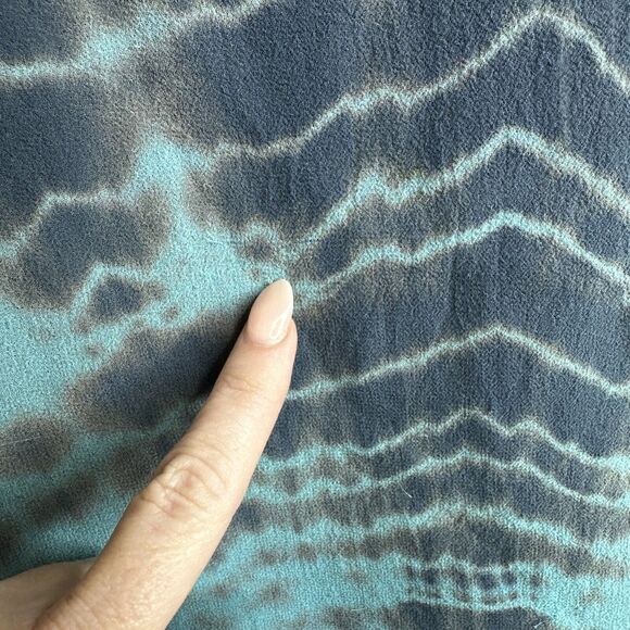 Gypsy 05 Silk Boat Neck Dolman Sleeve Blouse Size S Blue Tie Dye High Low Boho - Picture 9 of 11